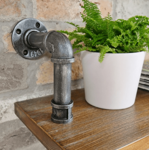 Asymmetric Wooden Pipe Shelf - 5896 - Uneeka