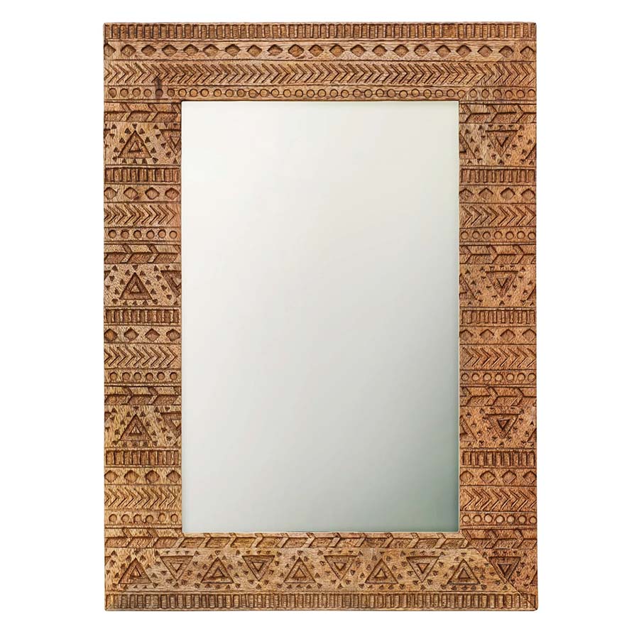 Aztec Design Carved Rectangular Wall Mirror - MR201 - Uneeka