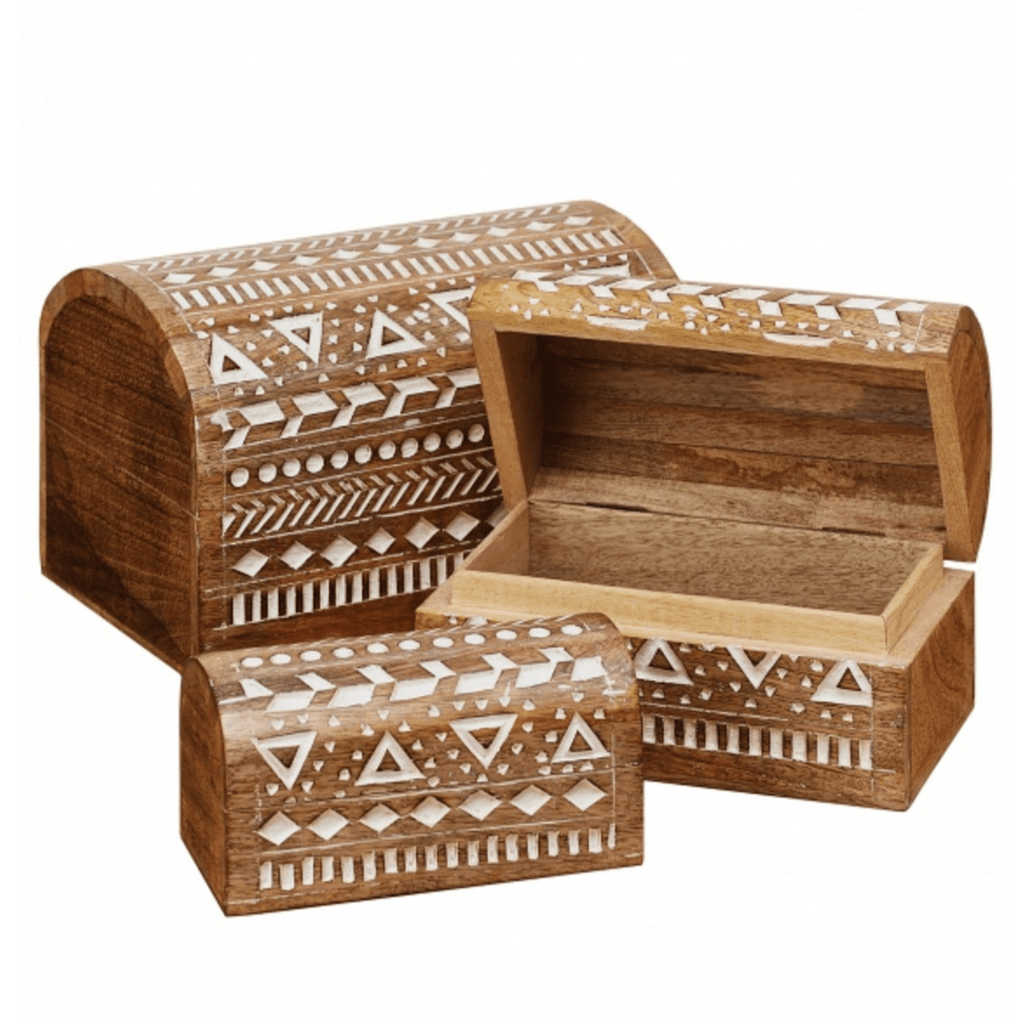 Aztec Design Domed Mango Wood Box* - BX200 - S - Uneeka