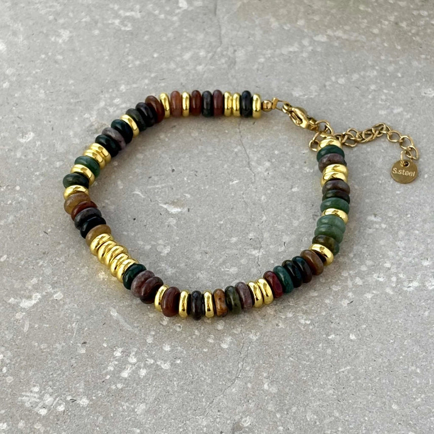 Stone & Gold Bead Bracelet - BR012-DG - Uneeka