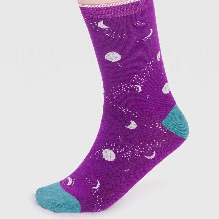 Bamboo Moon Socks - SPW800 - PURPLE - Uneeka