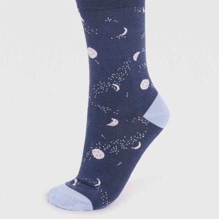 Bamboo Moon Socks - SPW800 - BLUE - Uneeka