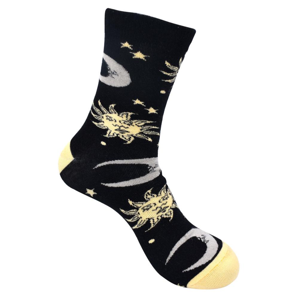 Bamboo Socks - Black Sun & Moon - ASPB003M - Uneeka