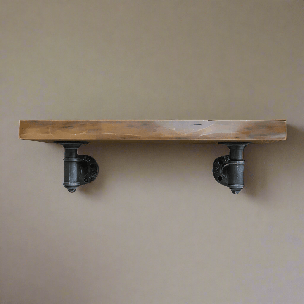 Basic Style Industrial Wooden & Metal Pipe Shelf - 9678 - Uneeka