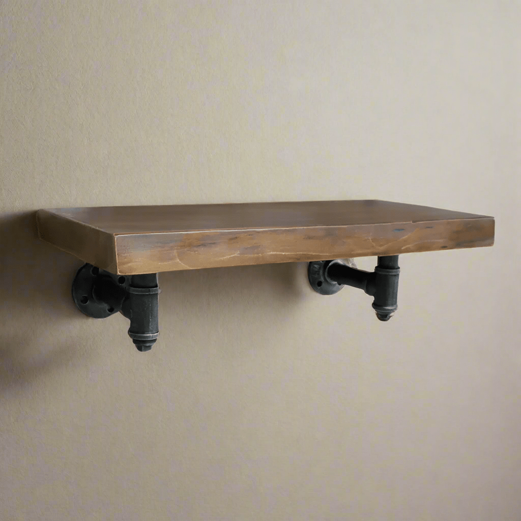 Basic Style Industrial Wooden & Metal Pipe Shelf - 9678 - Uneeka