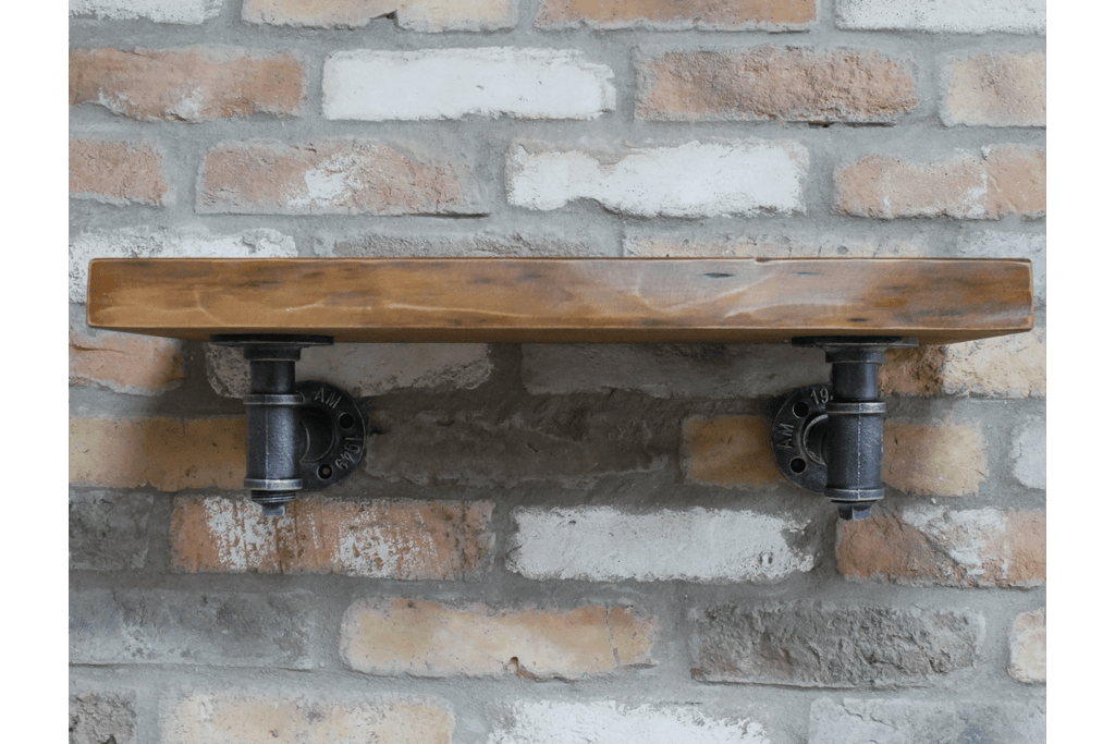 Basic Style Industrial Wooden & Metal Pipe Shelf - 9678 - Uneeka