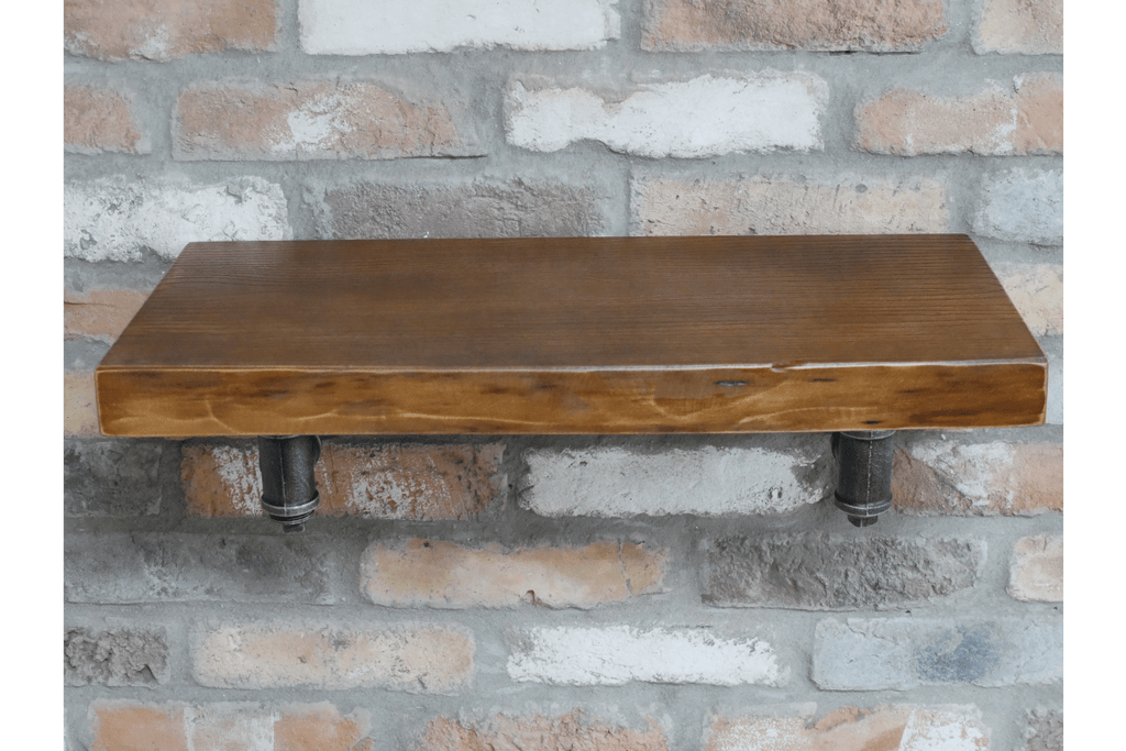 Basic Style Industrial Wooden & Metal Pipe Shelf - 9678 - Uneeka