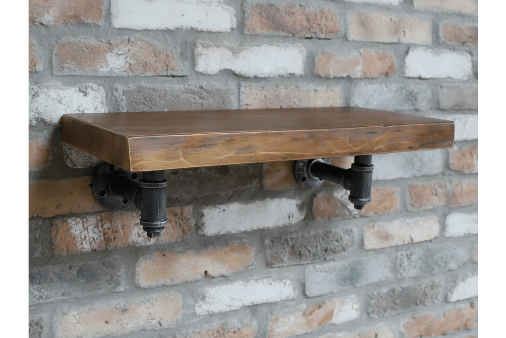 Basic Style Industrial Wooden & Metal Pipe Shelf - 9678 - Uneeka