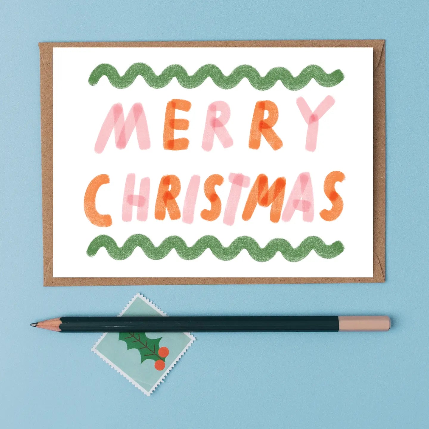 Merry Christmas Squiggle Christmas Card - CH07 MC Squiggle - Uneeka