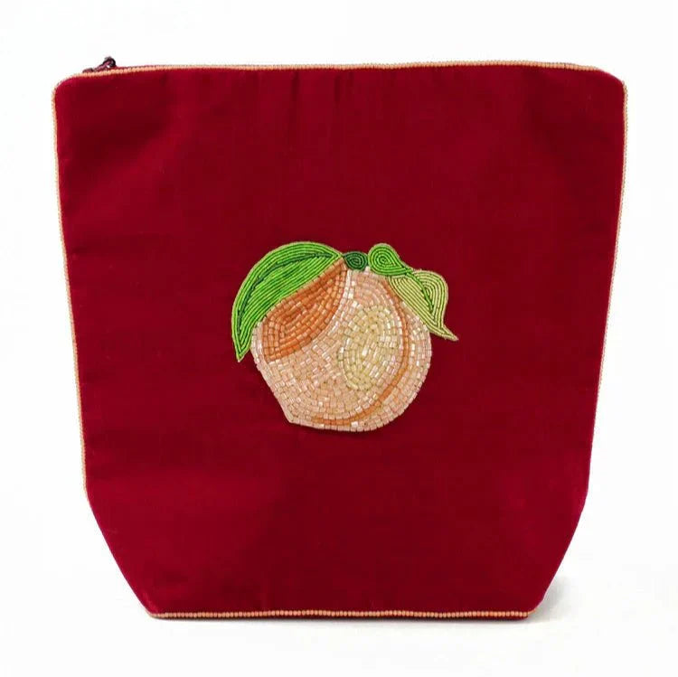 Beaded Peach Makeup Bag - BAG000058 - 03 - Uneeka