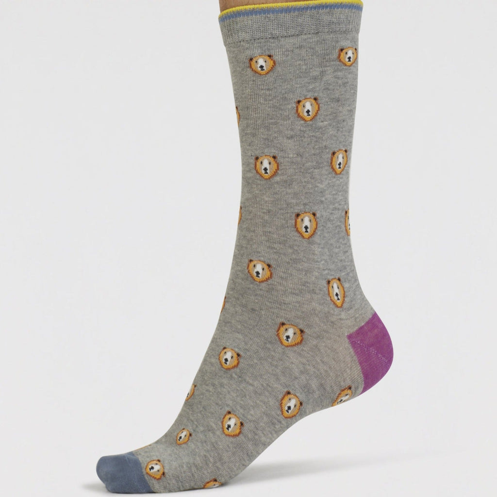 Bear Face Organic Cotton Socks - SPM892 - GREY - Uneeka