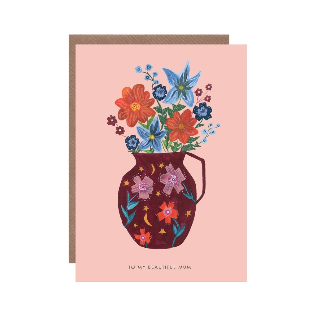 Beautiful Mum Flower Vase Greetings Card - HCWB258 - Uneeka