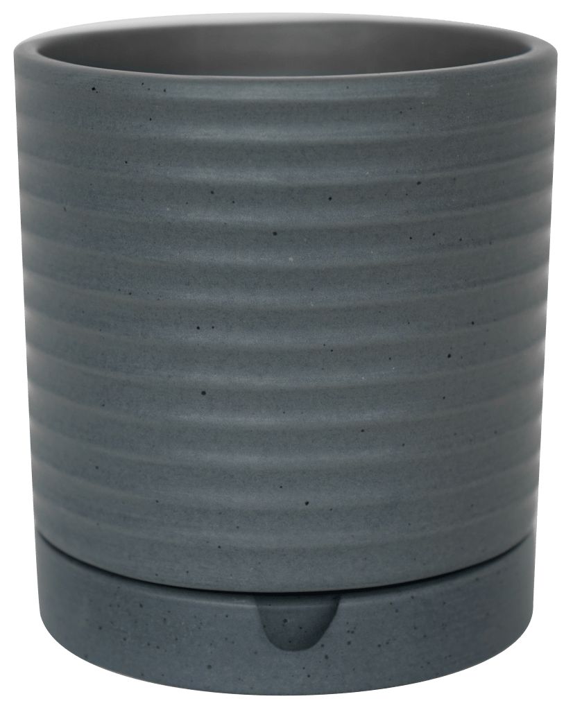 Bespoke Luna Stoneware Planter & Saucer Grey - LSPG14 - Uneeka
