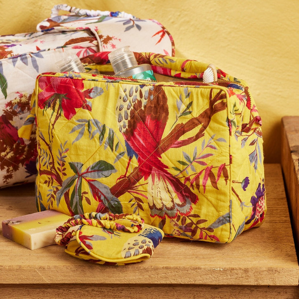 Bird of Paradise Wash Bag - WBAG2 - yellow - Uneeka