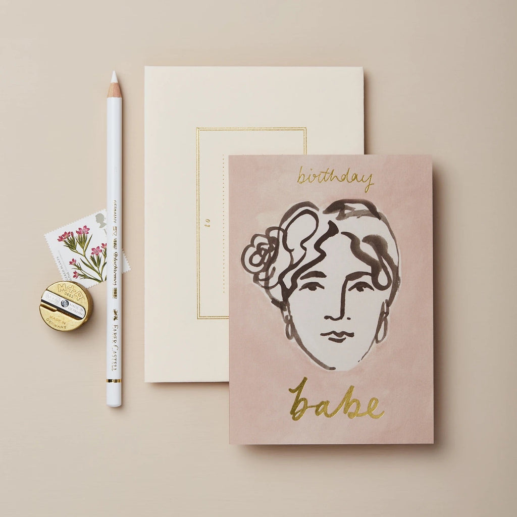 Birthday Babe Pink Portrait Greetings Card - WAN 2014 - Uneeka