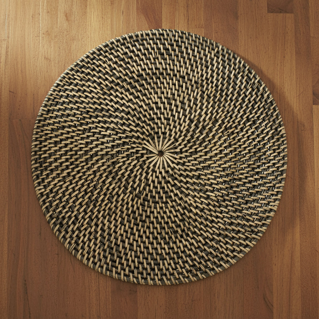 Black Rattan Circular Placemat - CRPMB - Uneeka