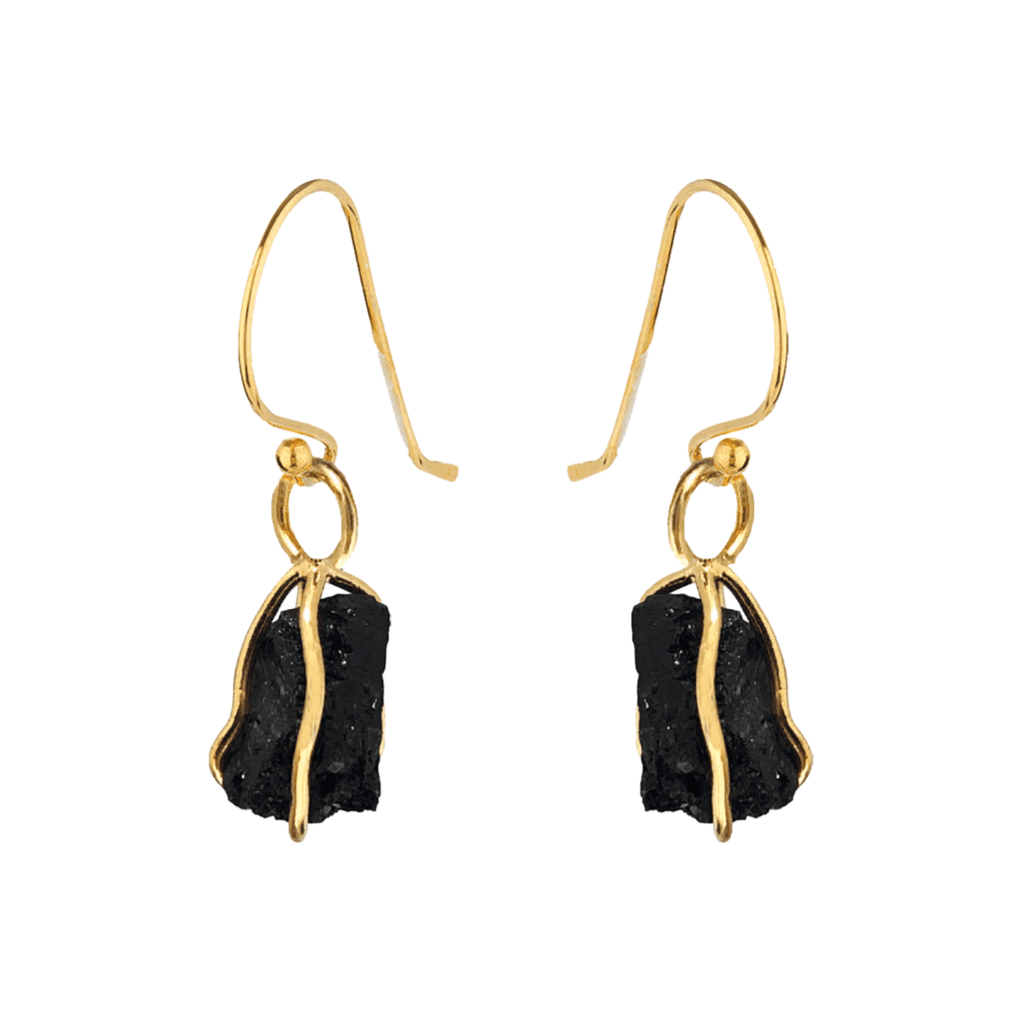 Black Tourmaline Raw in Cage Earrings* - Uneeka