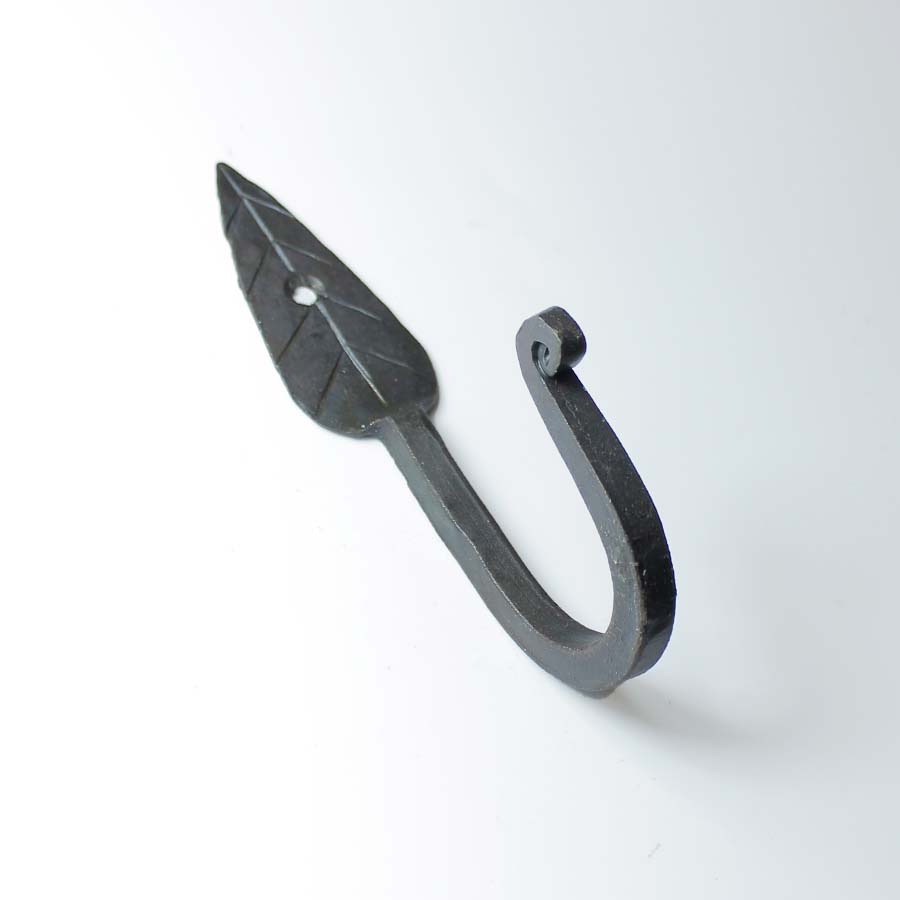 Black Wax Hand Forged Leaf Coat Hook - 01.337L.AI.130 - Uneeka
