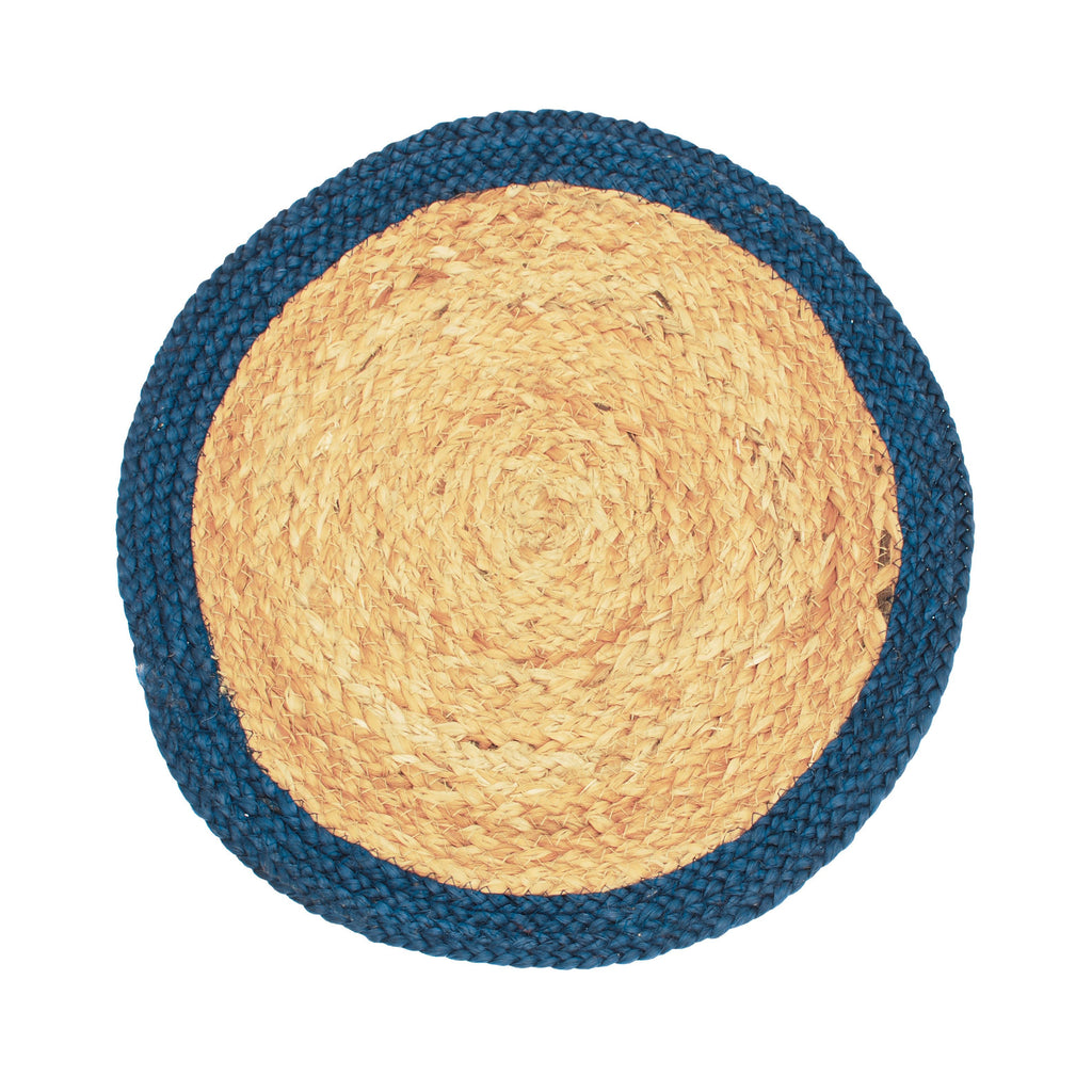 Block Colour Border Jute Circular Placemat - CPMJFB - Uneeka