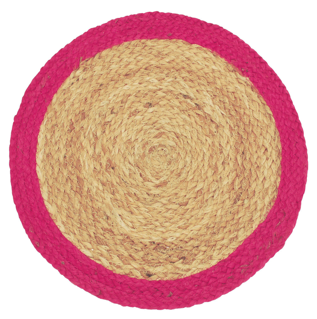 Block Colour Border Jute Circular Placemat - CPMJFP - Uneeka