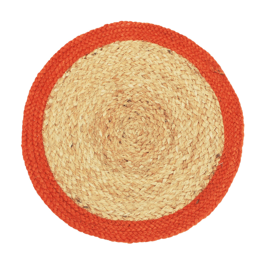 Block Colour Border Jute Circular Placemat - CPMJFT - Uneeka