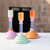 Block Colour Enamel Candle Stick Holder - CSHOP - HOLD - MTL - STR - CHECK - Uneeka