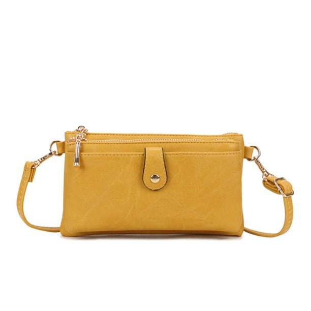Block Colour Faux Leather Clutch Bag - 23342 - Yellow - Uneeka