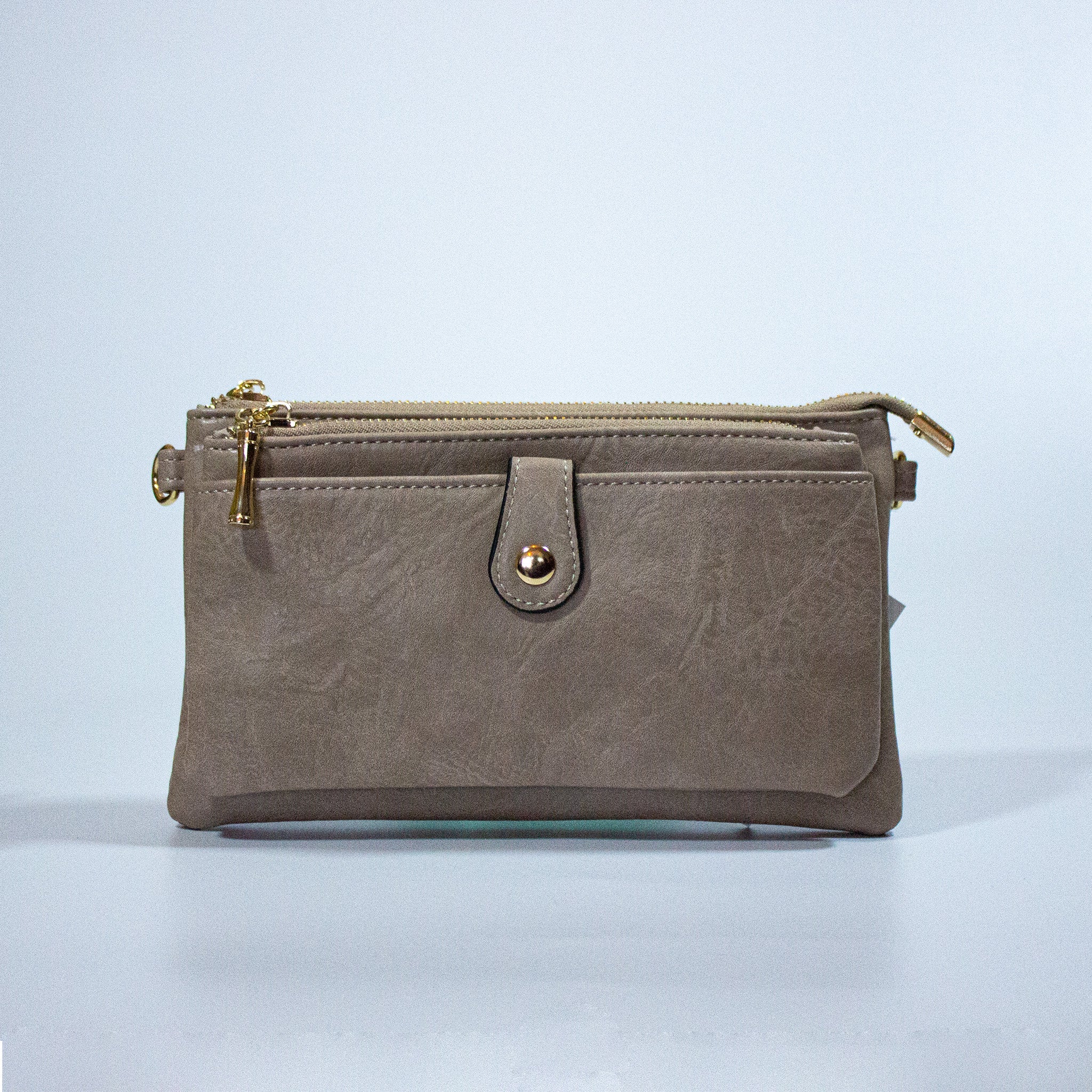 Block Colour Faux Leather Clutch Bag - 23342 - Khaki - Uneeka