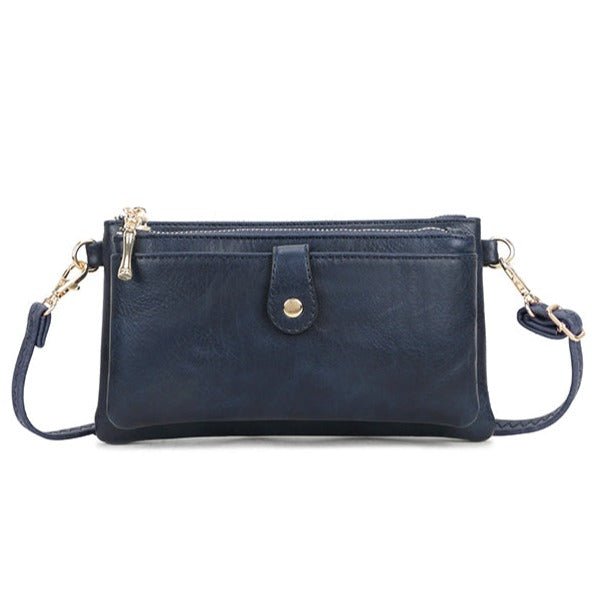 Block Colour Faux Leather Clutch Bag - 23342 - Navy - Uneeka