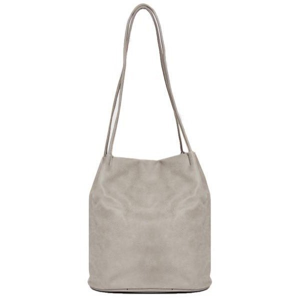 Block Colour Faux Leather Shoulder Handbag - 6773 - GREY - Uneeka