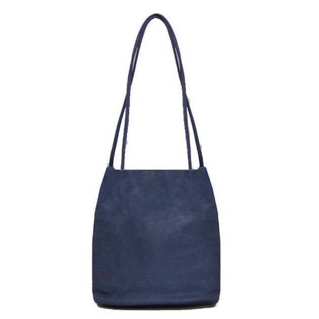 Block Colour Faux Leather Shoulder Handbag - 6773 - NAVY - Uneeka