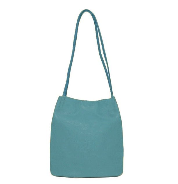 Block Colour Faux Leather Shoulder Handbag - 6773 - BLUE(PALEBLUE) - Uneeka