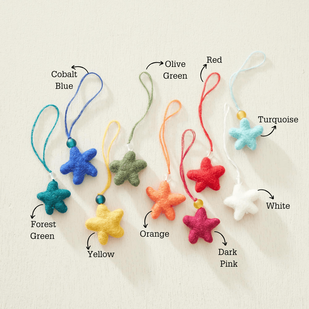 Block Colour Mini Felt Star Hanging Decoration - 243TEA teal - Uneeka