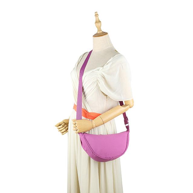 Block Colour Rounded Cross Body Bag - J69011 - L - GREEN - Uneeka