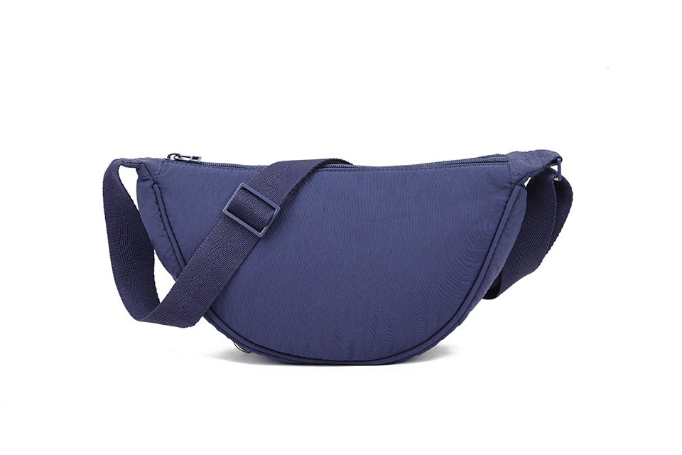 Block Colour Rounded Cross Body Bag - J69011 - NAVY - Uneeka