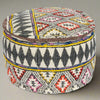 Block Print Diamond Embroidered Cotton Pouffe - PO715 - Uneeka