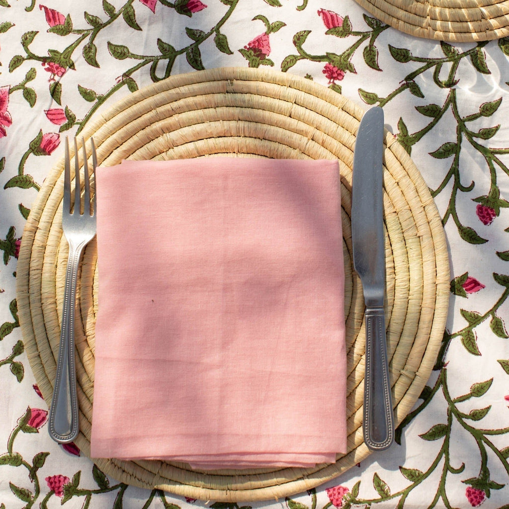 Block Print Floral Tablecloth - Print Block Tablecloth - Uneeka