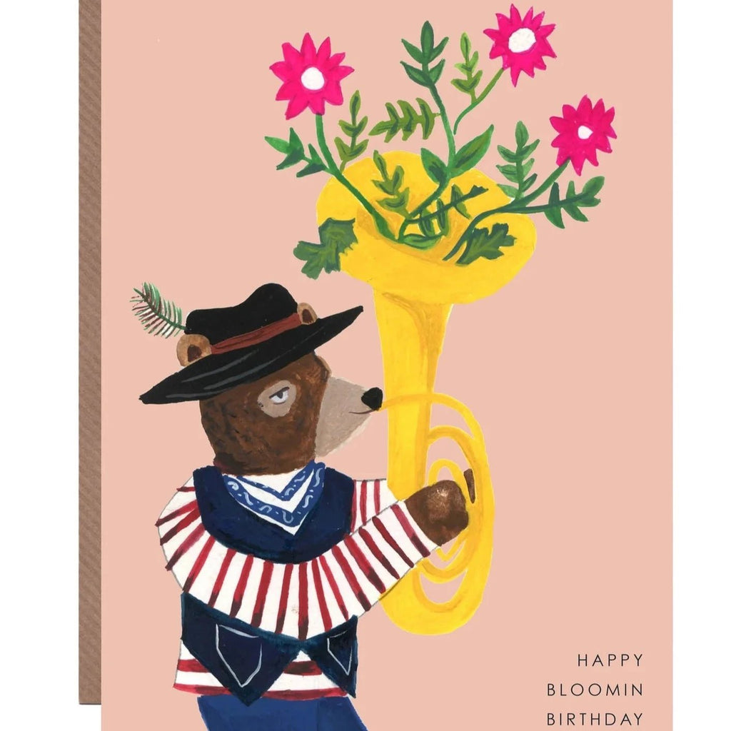 Blooming Birthday Bear Greetings Card - HCWB06 - Uneeka