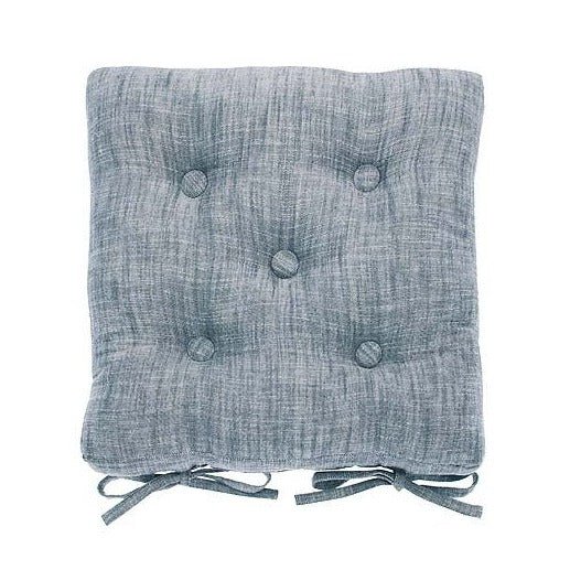 Blue Chambray Seat Pad with Ties - CHMSPB - Uneeka