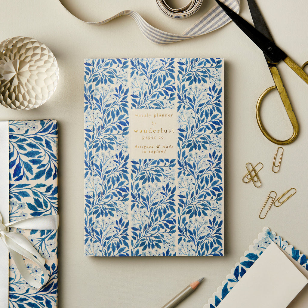 Blue Flora A5 Undated Planner - WAN PL5 - Uneeka