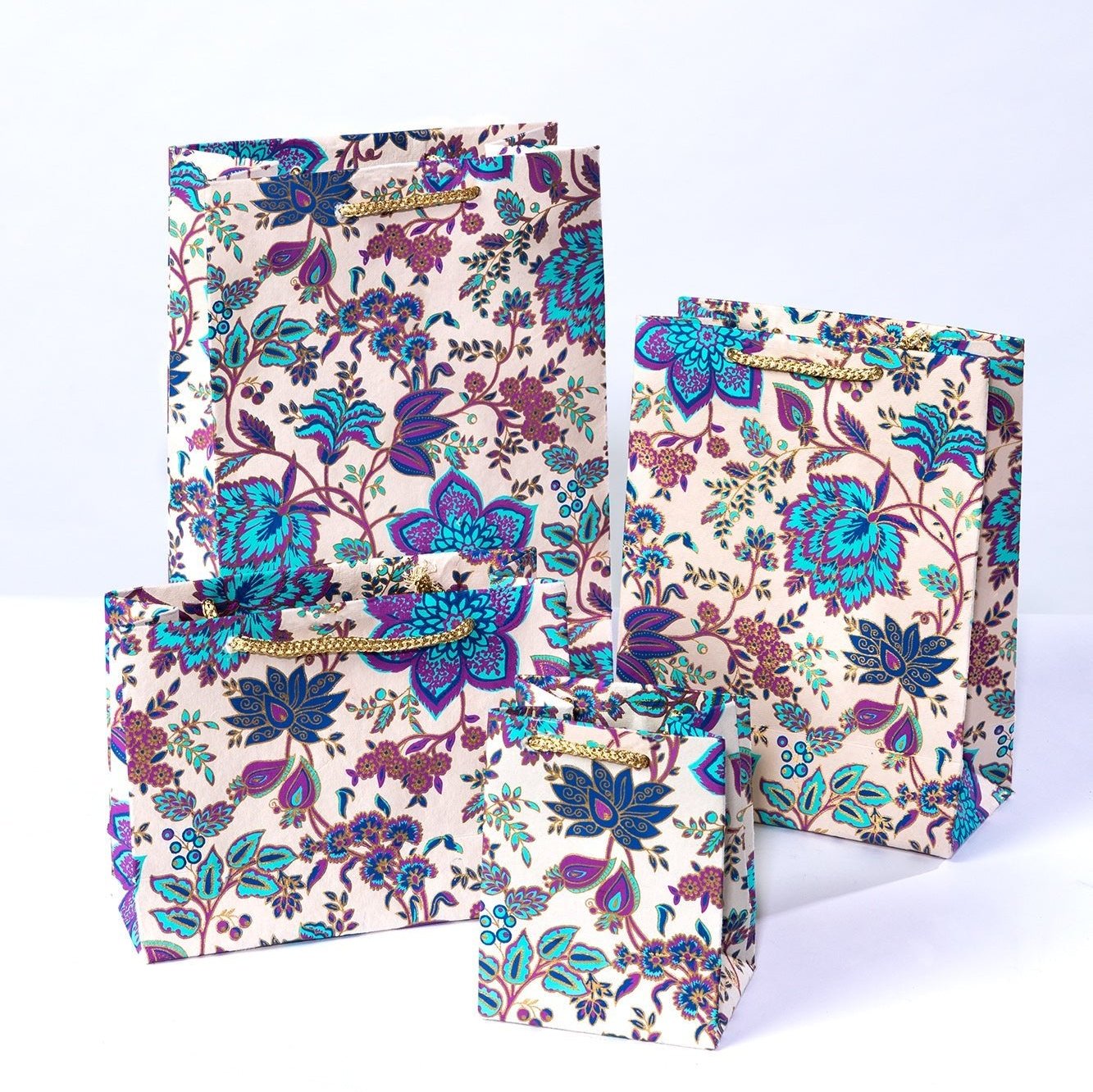 Blue Floral Gift Bags - GBG4004B - mi - Uneeka