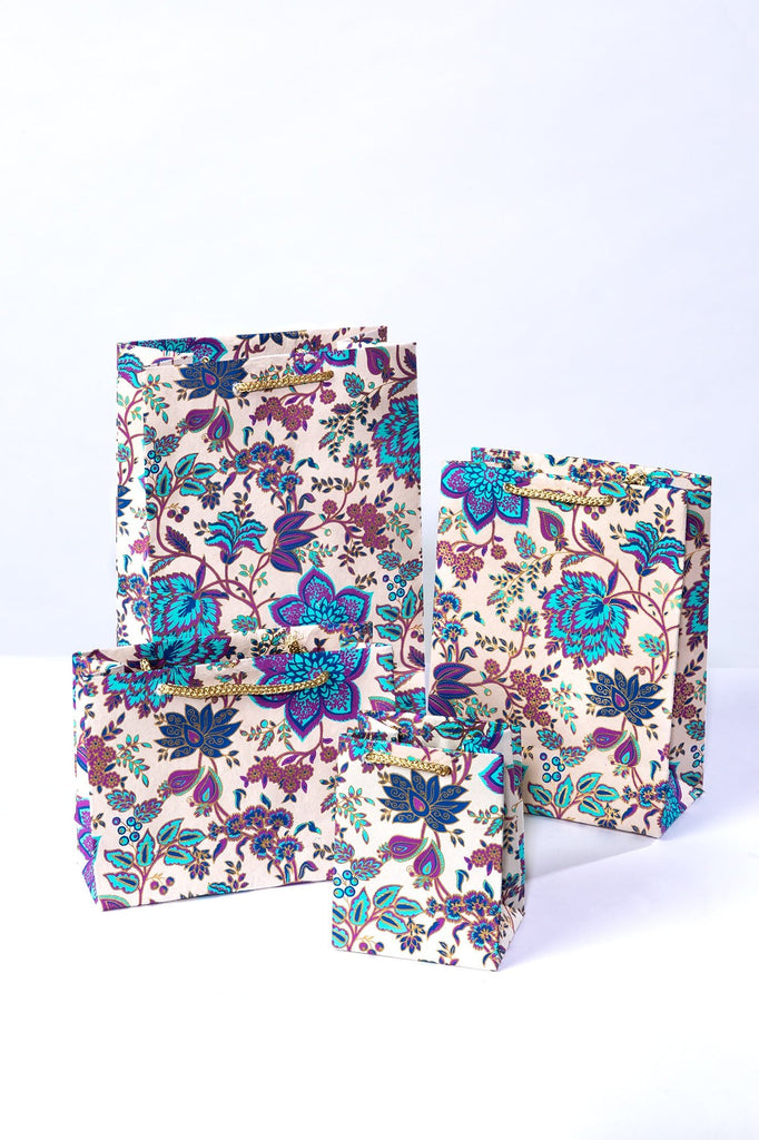 Blue Floral Gift Bags - GBG4004B - mi - Uneeka