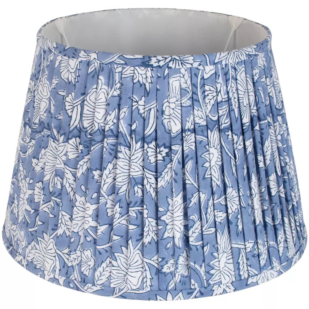 Blue Floral Pure Cotton Pleated Lampshade - SHB24881 - Uneeka