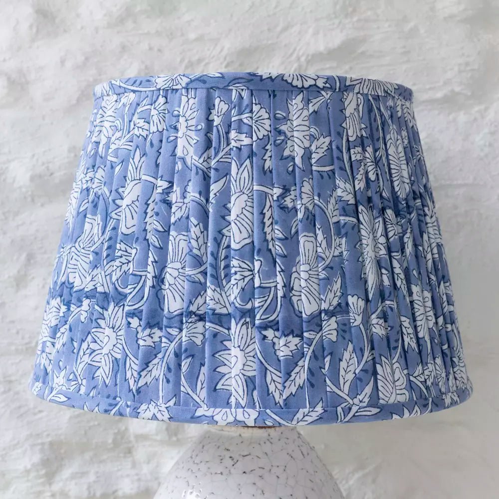 Blue Floral Pure Cotton Pleated Lampshade - SHB24881 - Uneeka