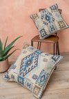 Blue Geometric Handloom Kilim Cushion - CCXL532 - Uneeka