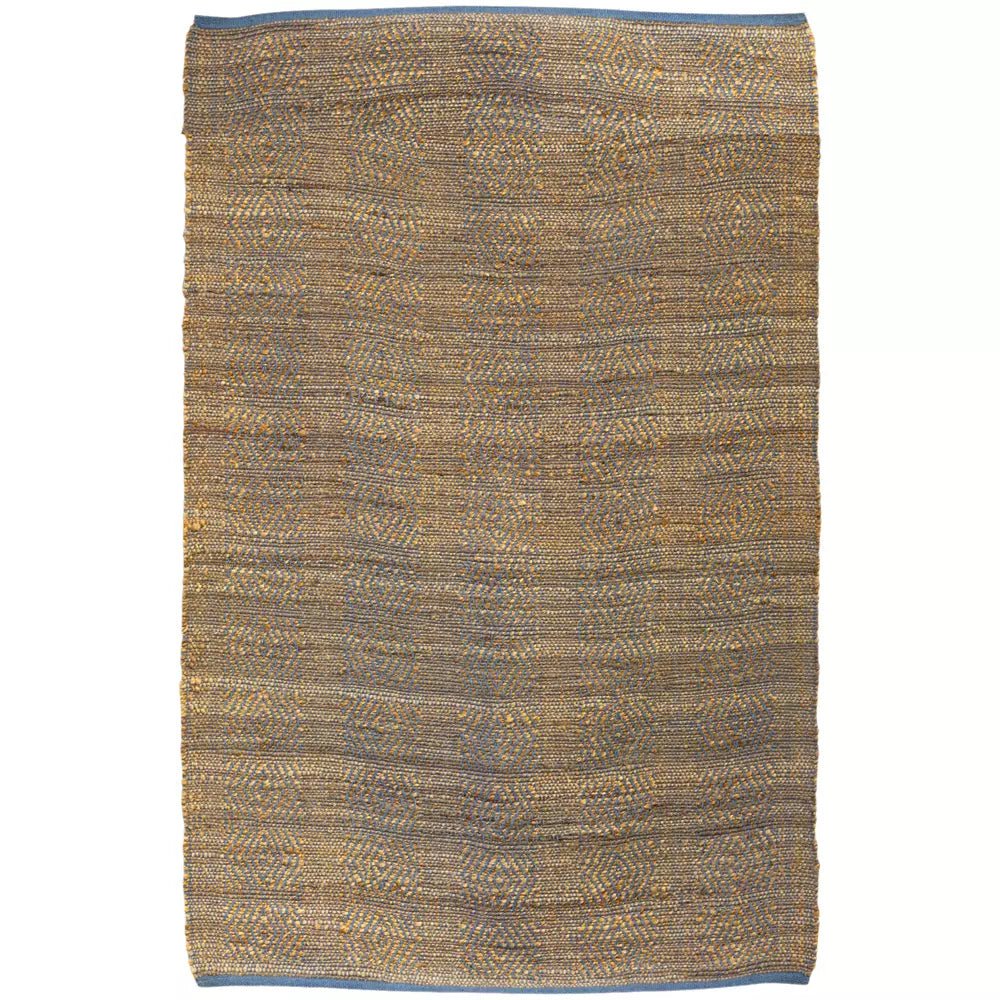 Blue Geometric Pattern Jute Rug - CJ24890 - Uneeka