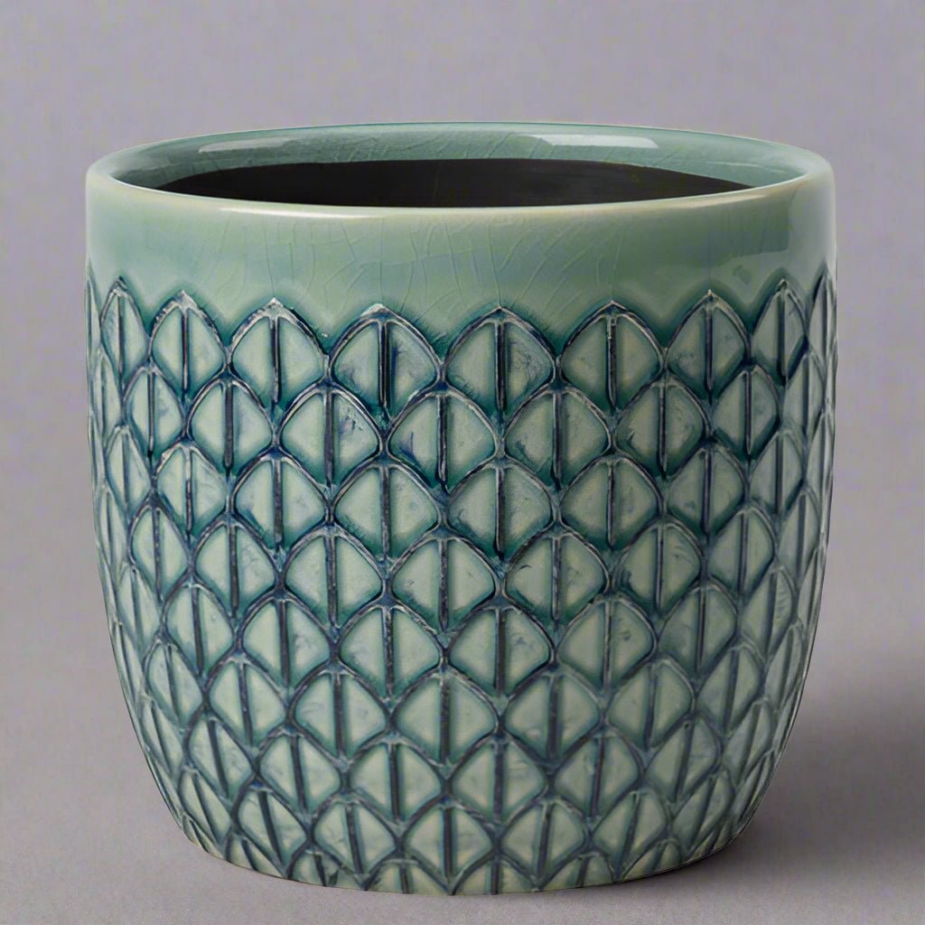Blue & Green Geometric Plant Pots - GCC/GEOGN13 - Uneeka