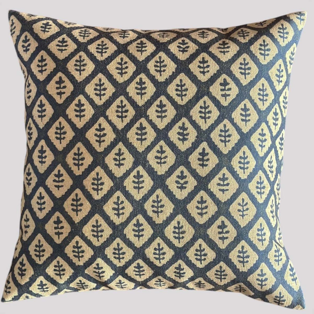 Blue Leaf Trellis Print Cushion - Uneeka