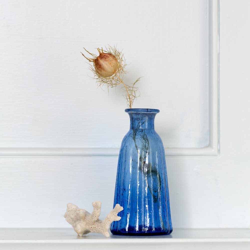 Blue Recycled Glass Vase - mk21829 - Uneeka