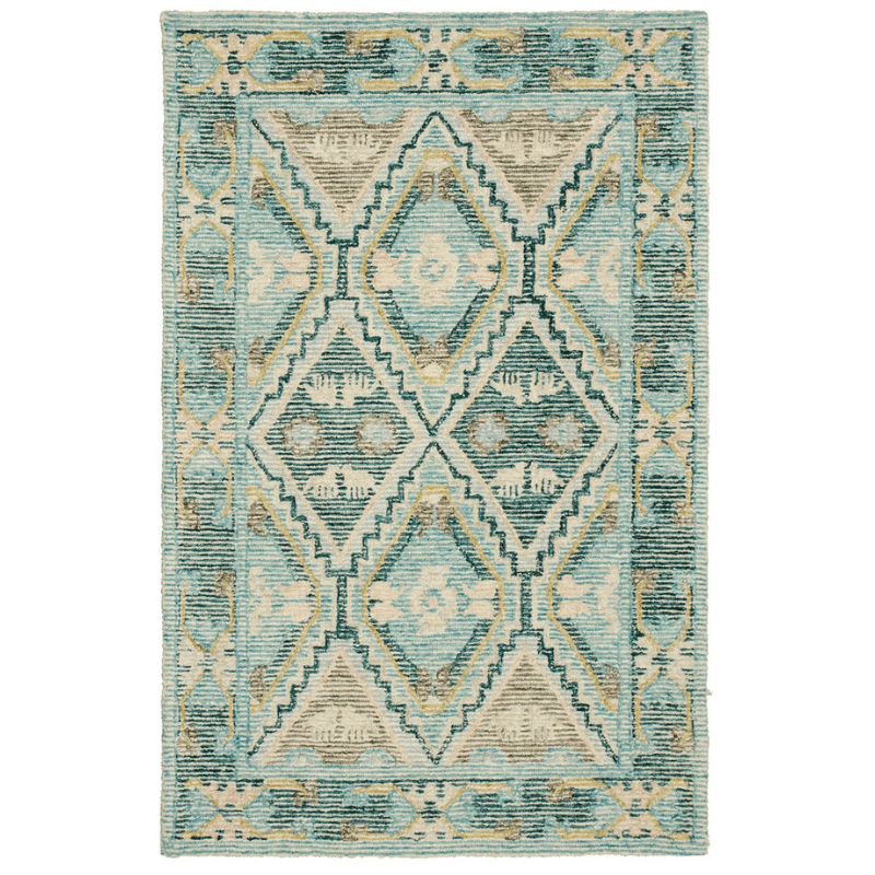 Blue Tone Hand Tufted Indian Wool Rug - R27746 - Uneeka